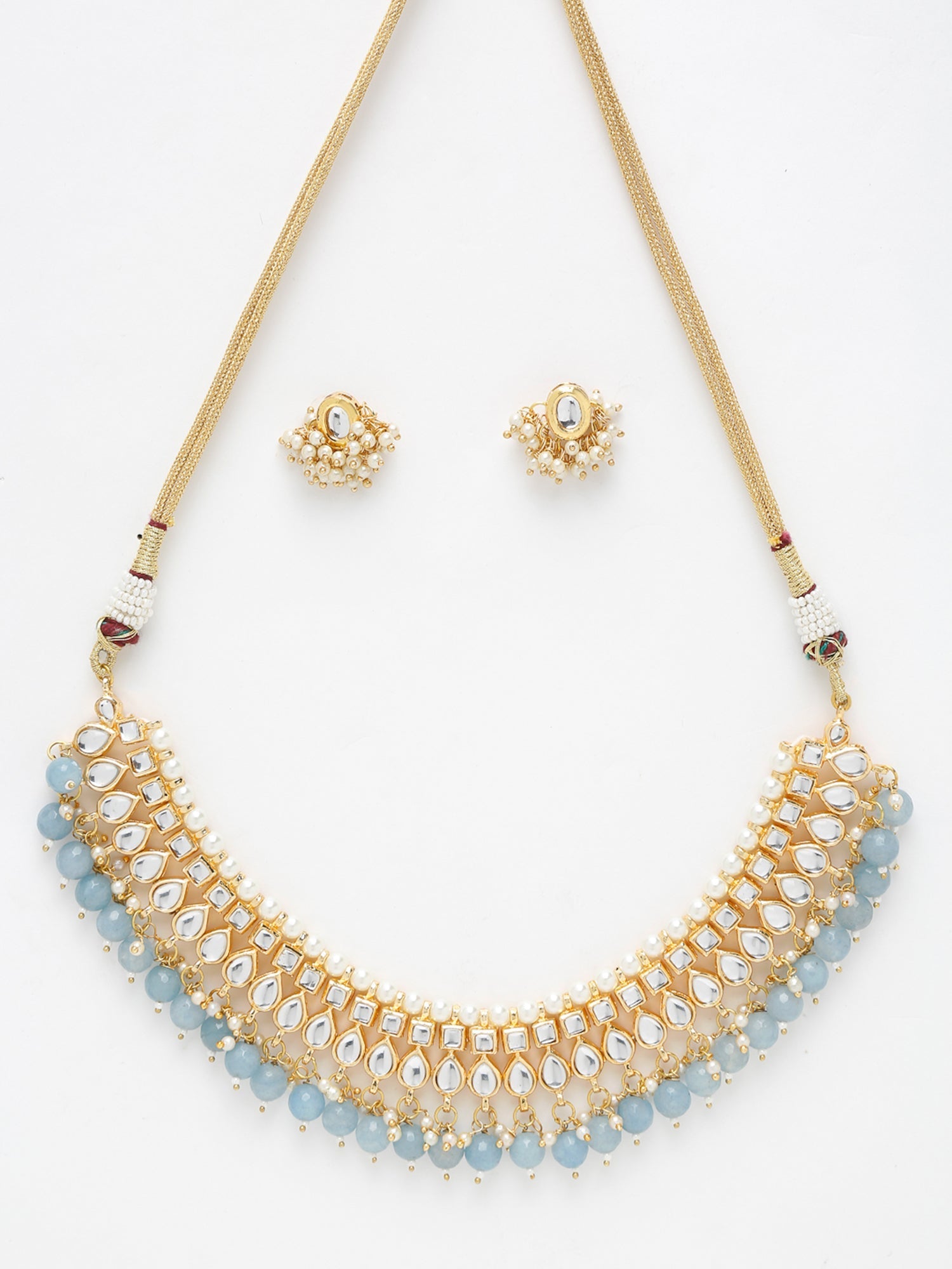 Stone Kundan Choker With Studs - Ruby Raang | Swadesiicart