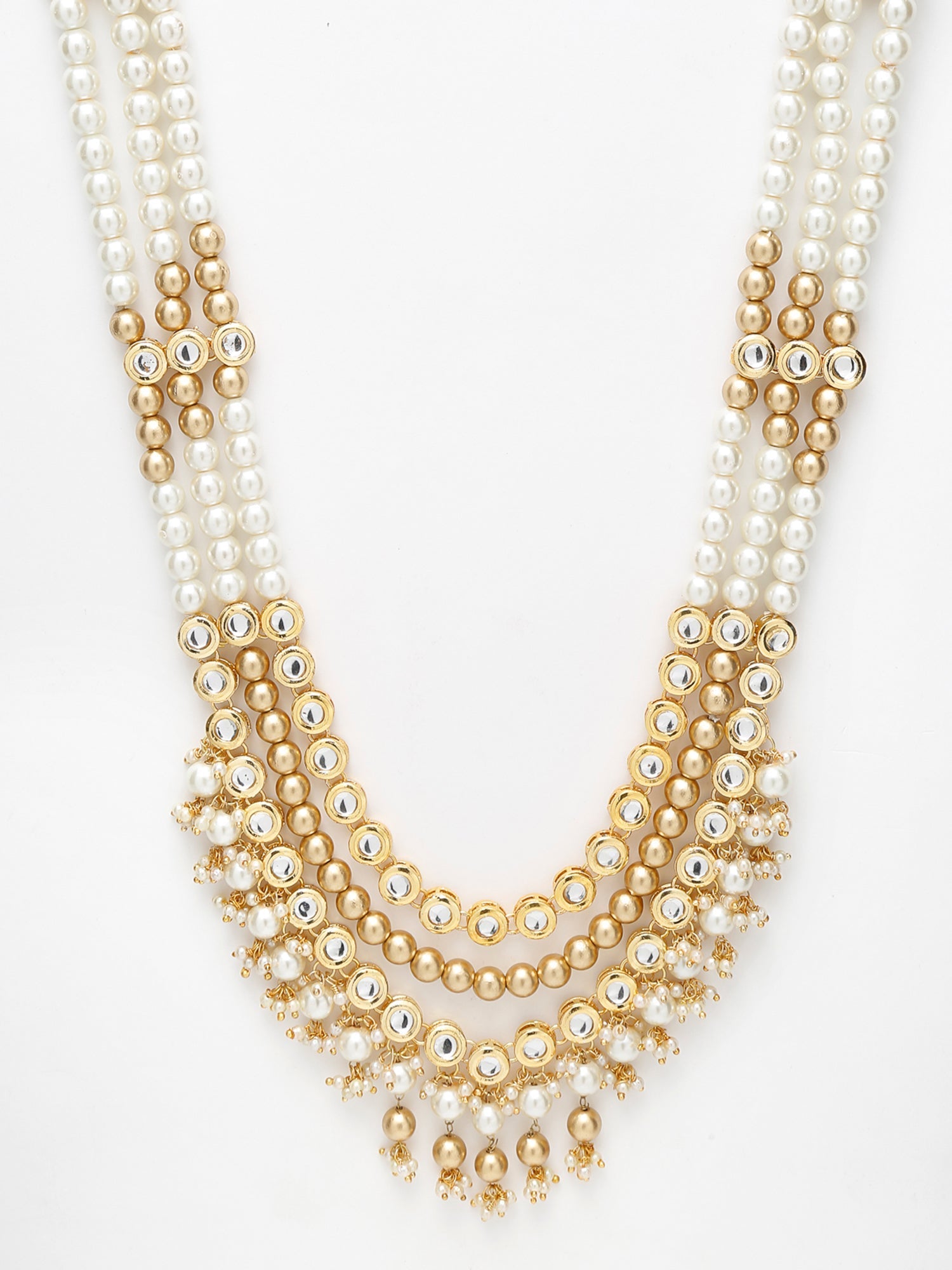 Gold-Polished And Kundan Neckpiece - Ruby Raang | Swadesiicart