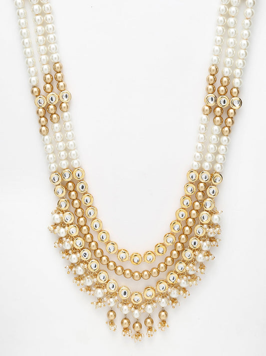 Gold-Polished And Kundan Neckpiece - Ruby Raang | Swadesiicart