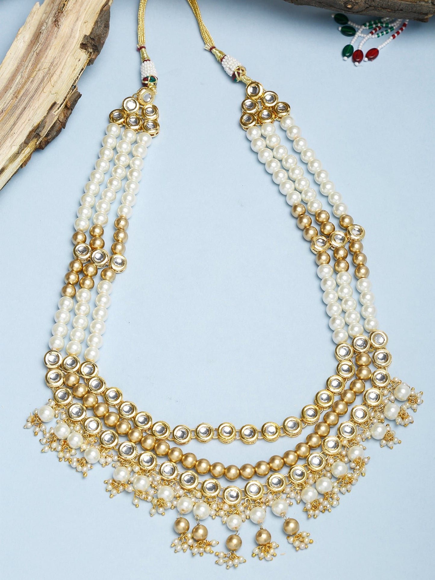 Gold-Polished And Kundan Neckpiece - Ruby Raang | Swadesiicart