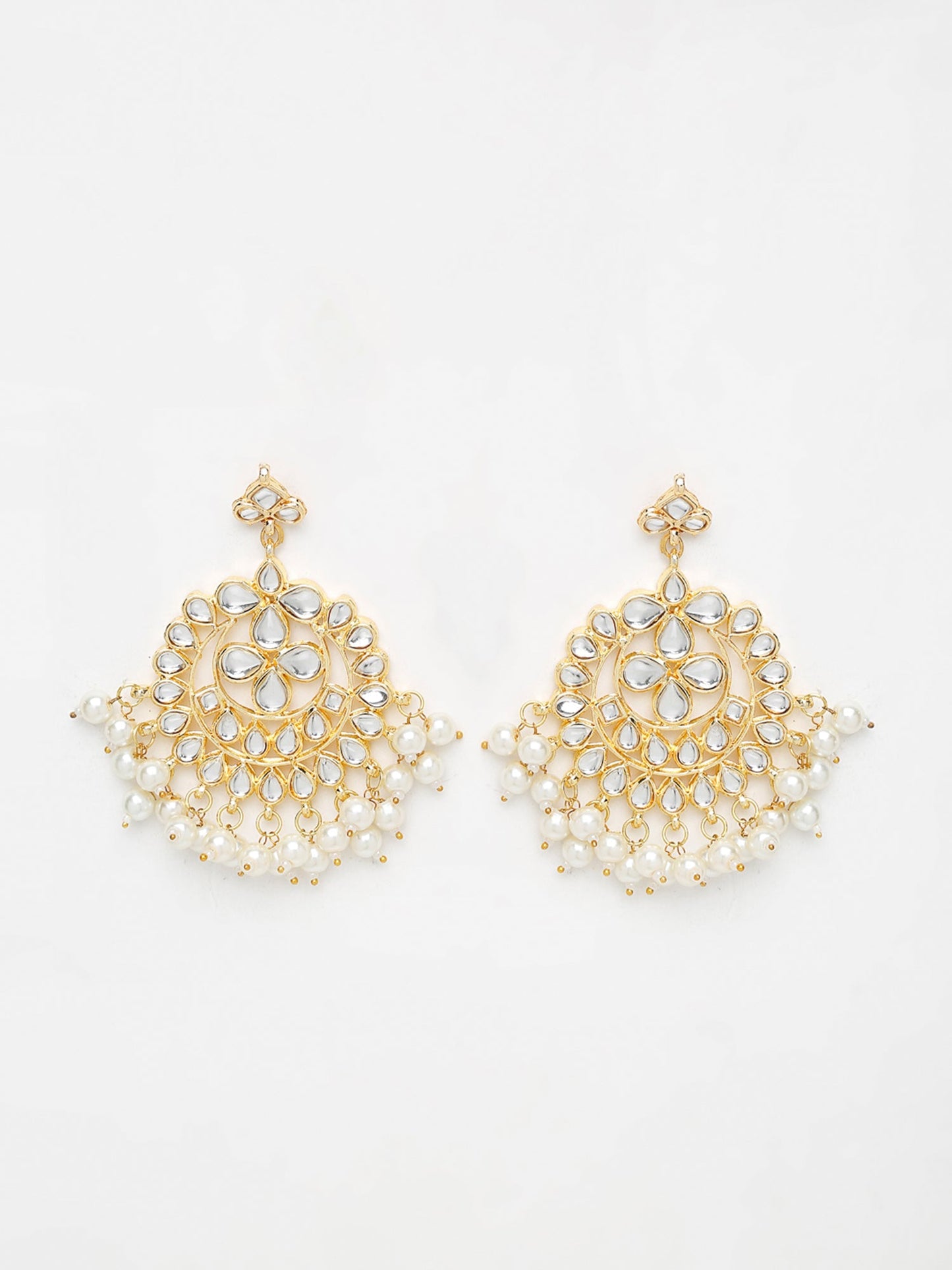 Kundan & Pearl Earrings - Ruby Raang | Swadesiicart