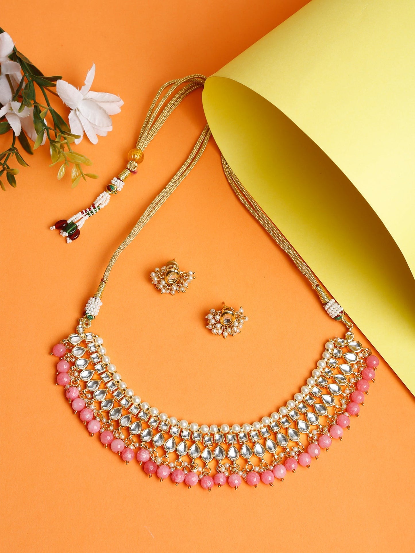 Stone Kundan Choker With Studs - Ruby Raang | Swadesiicart
