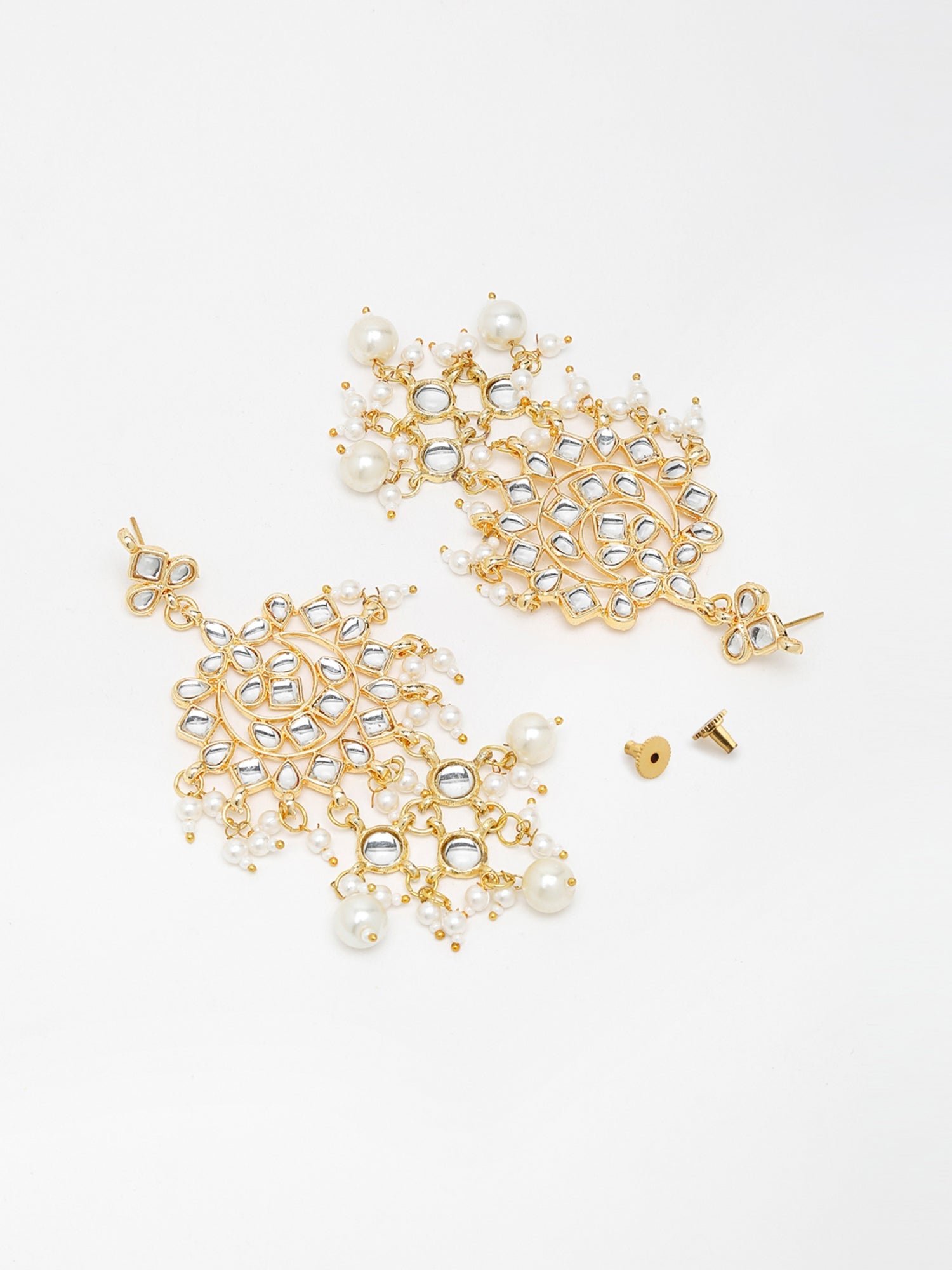 Kundan & Pearl Earrings - Ruby Raang | Swadesiicart