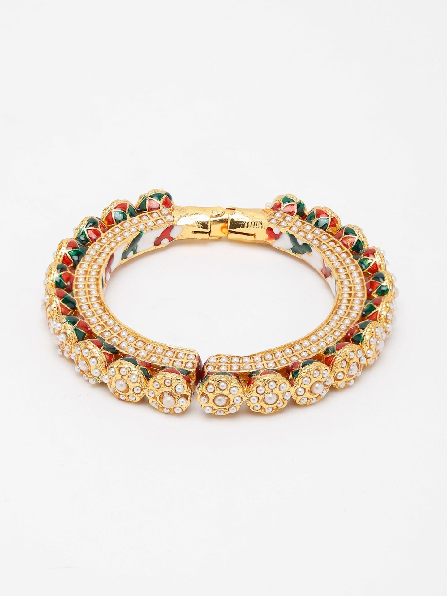 Pearl Embellished Bangle - Ruby Raang - Swadesiicart