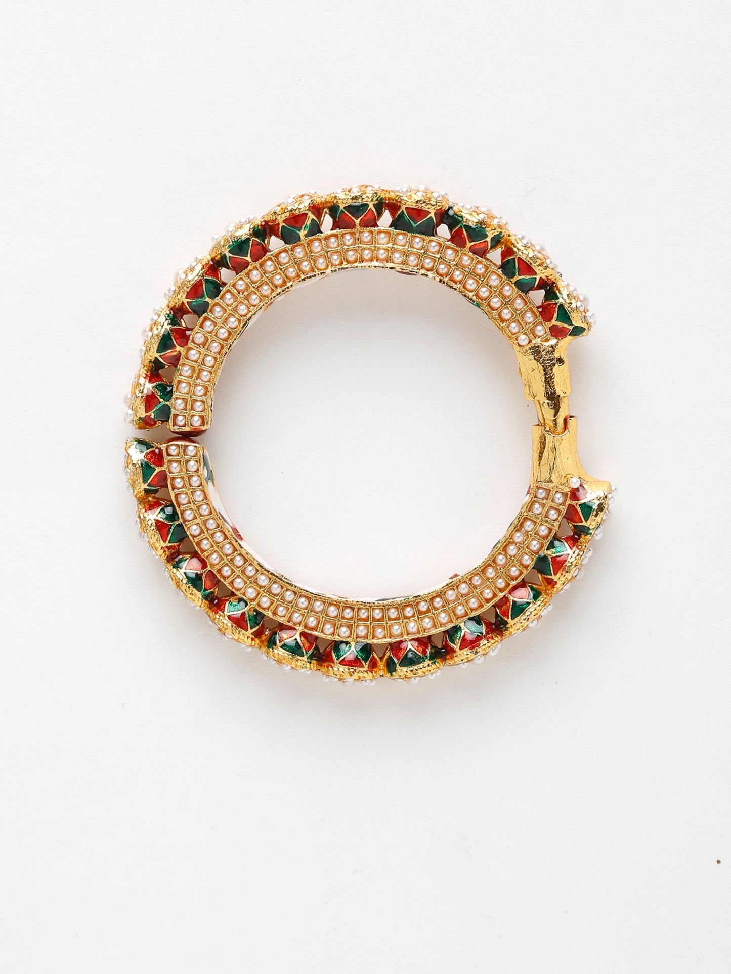 Pearl Embellished Bangle - Ruby Raang - Swadesiicart
