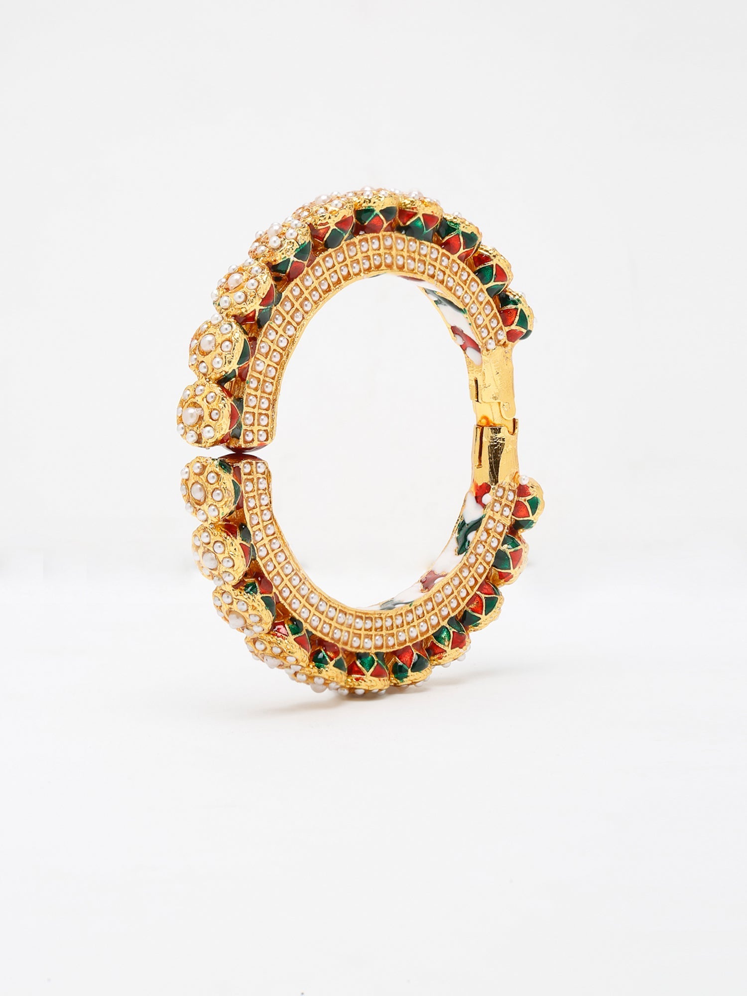 Pearl Embellished Bangle - Ruby Raang - Swadesiicart