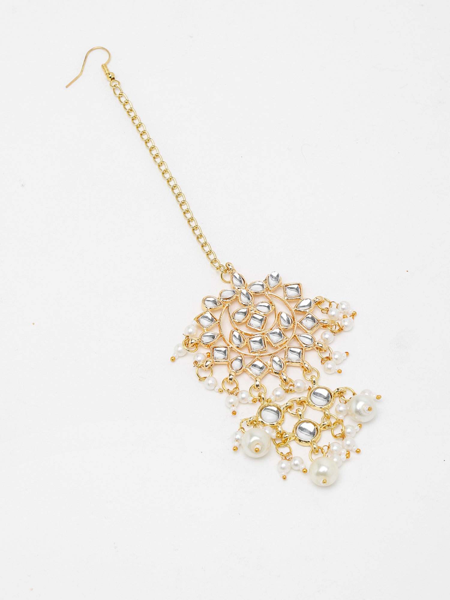 Kundan & Pearl Maang Tikka - Ruby Raang | Swadesiicart