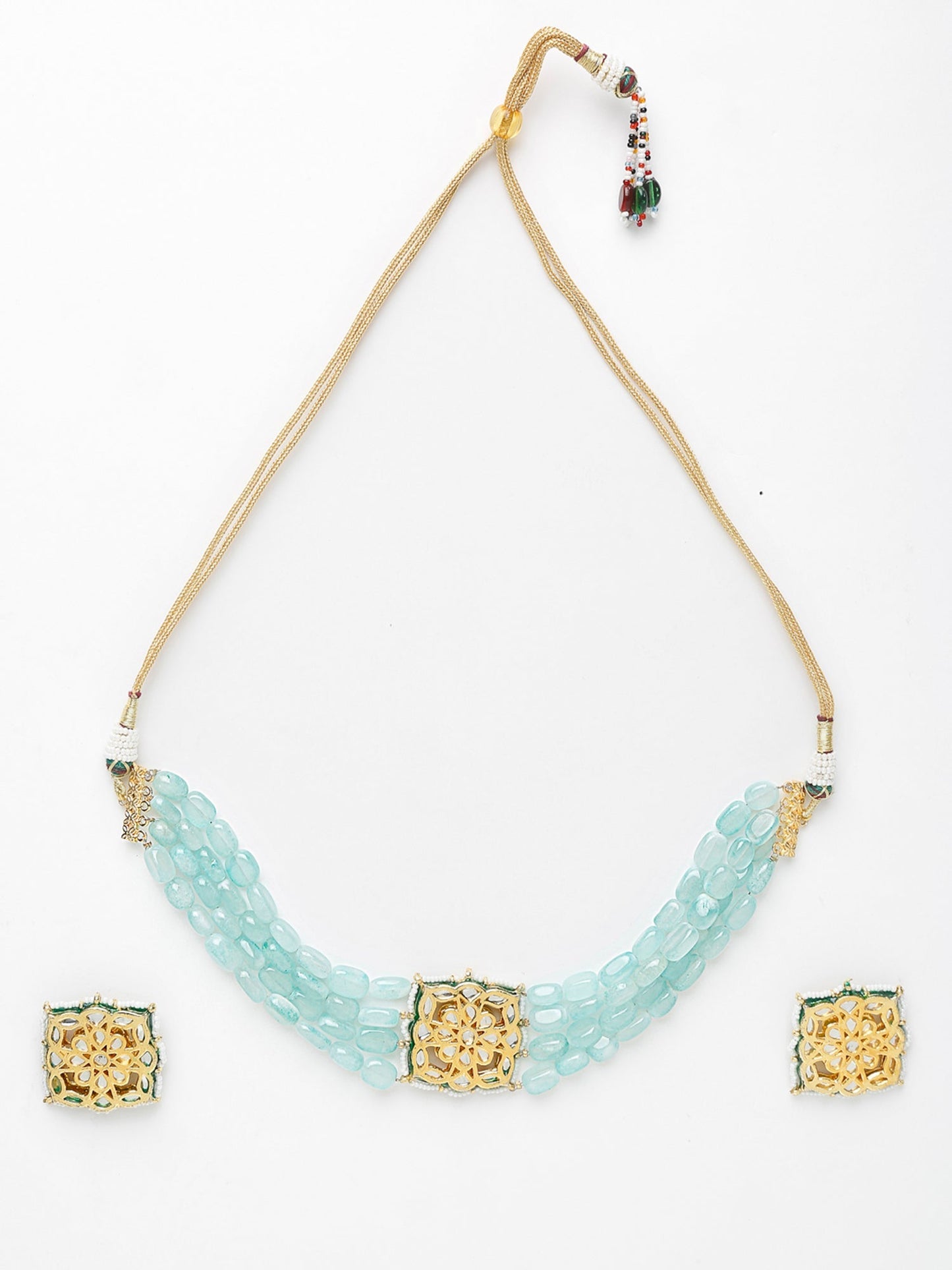 Stone Kundan Choker With Studs - Ruby Raang | Swadesiicart