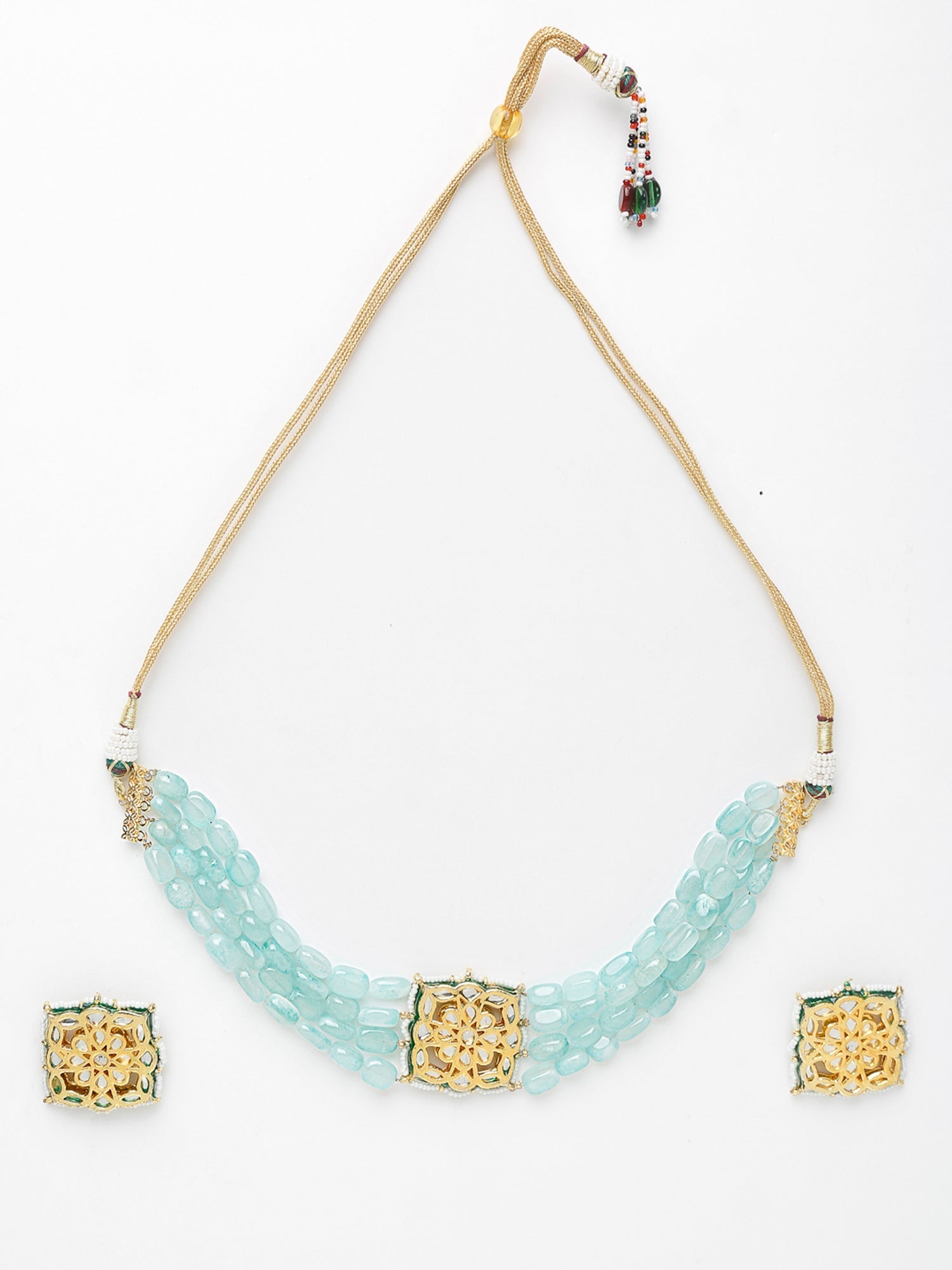 Stone Kundan Choker With Studs - Ruby Raang | Swadesiicart