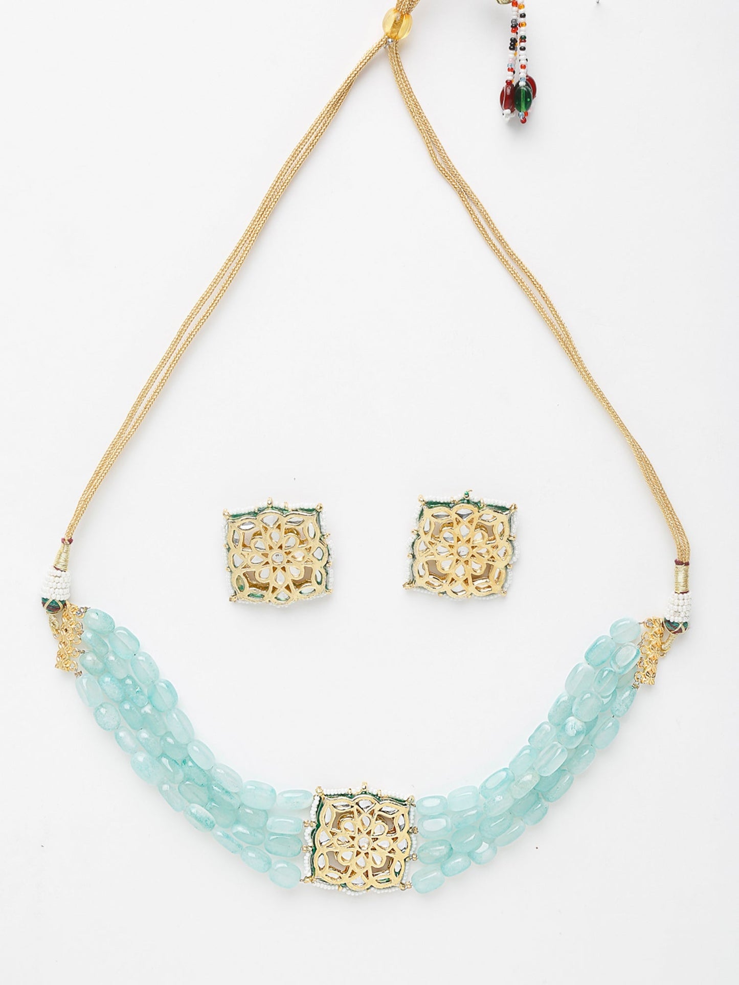 Stone Kundan Choker With Studs - Ruby Raang | Swadesiicart