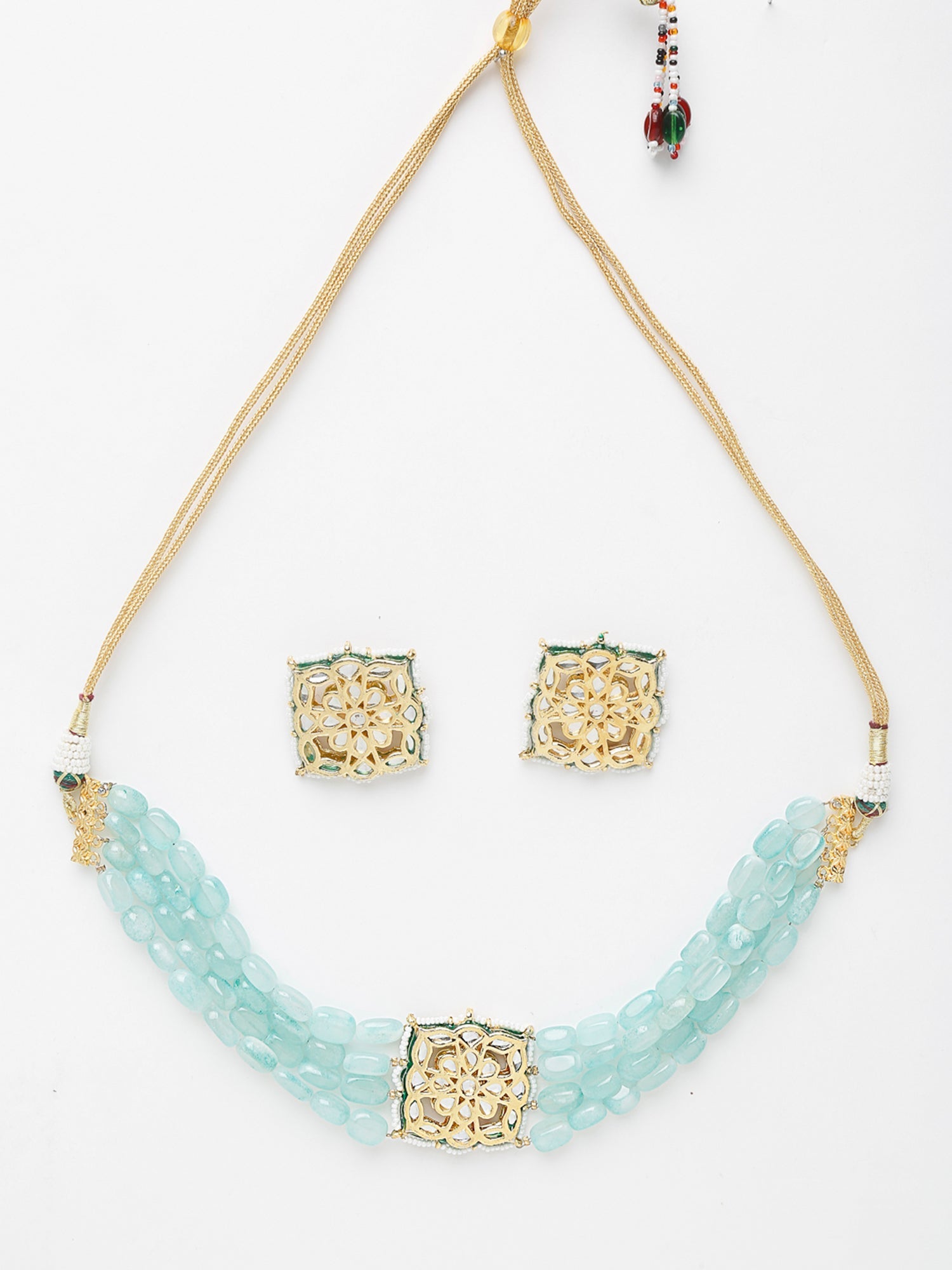 Stone Kundan Choker With Studs - Ruby Raang | Swadesiicart