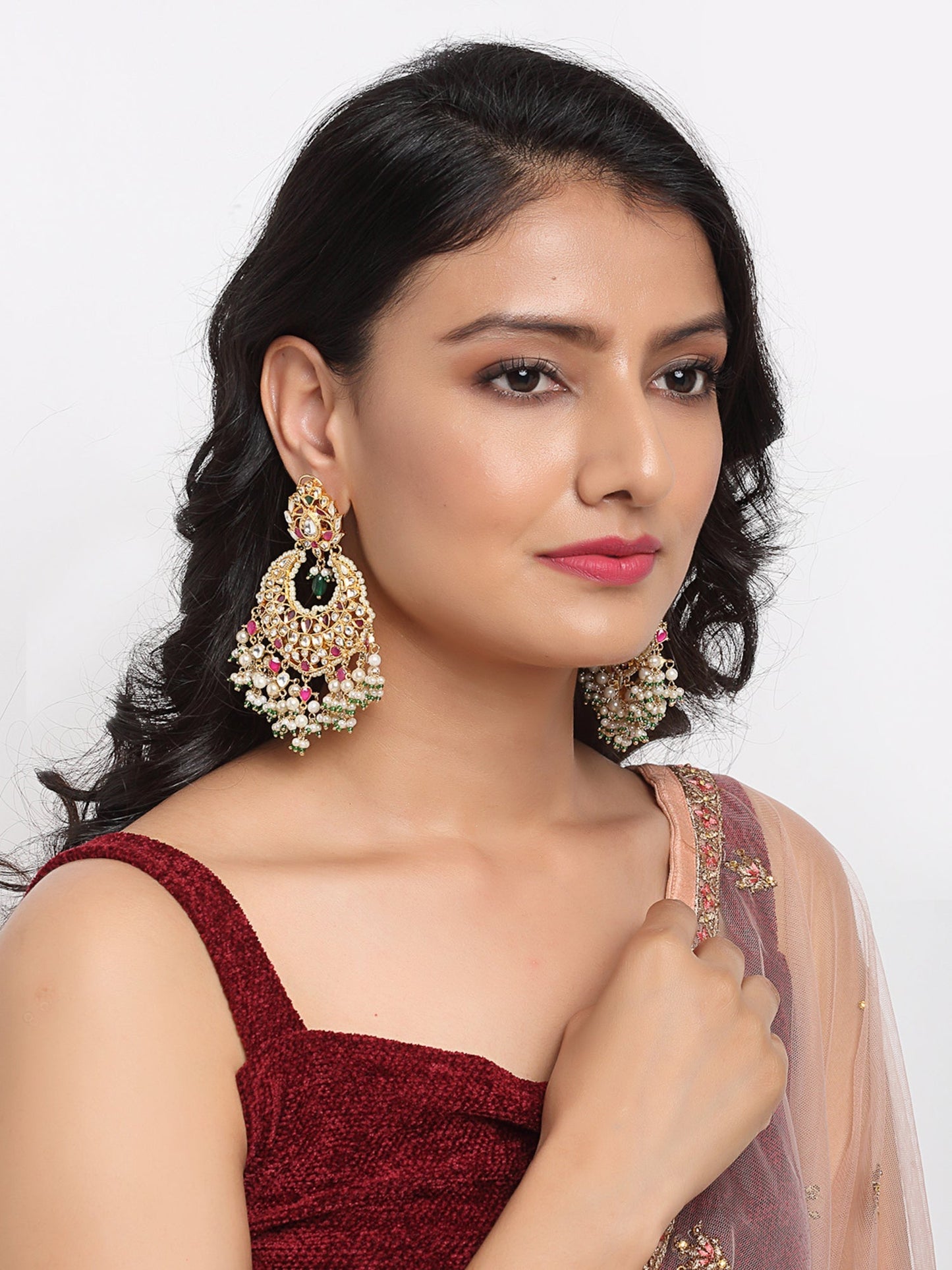 Kundan Multi Stone Earrings - Ruby Raang | Swadesiicart