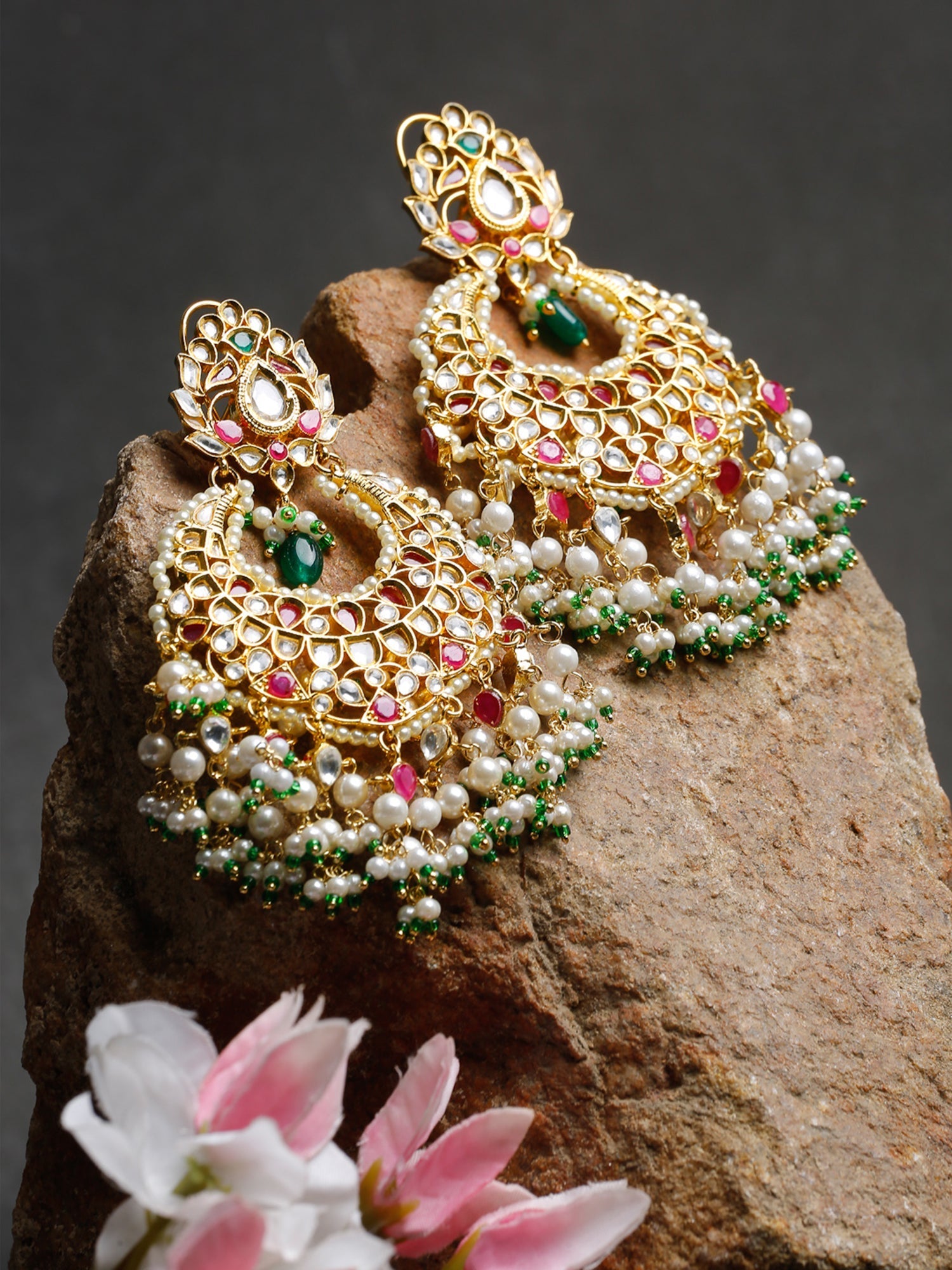 Kundan Multi Stone Earrings - Ruby Raang | Swadesiicart