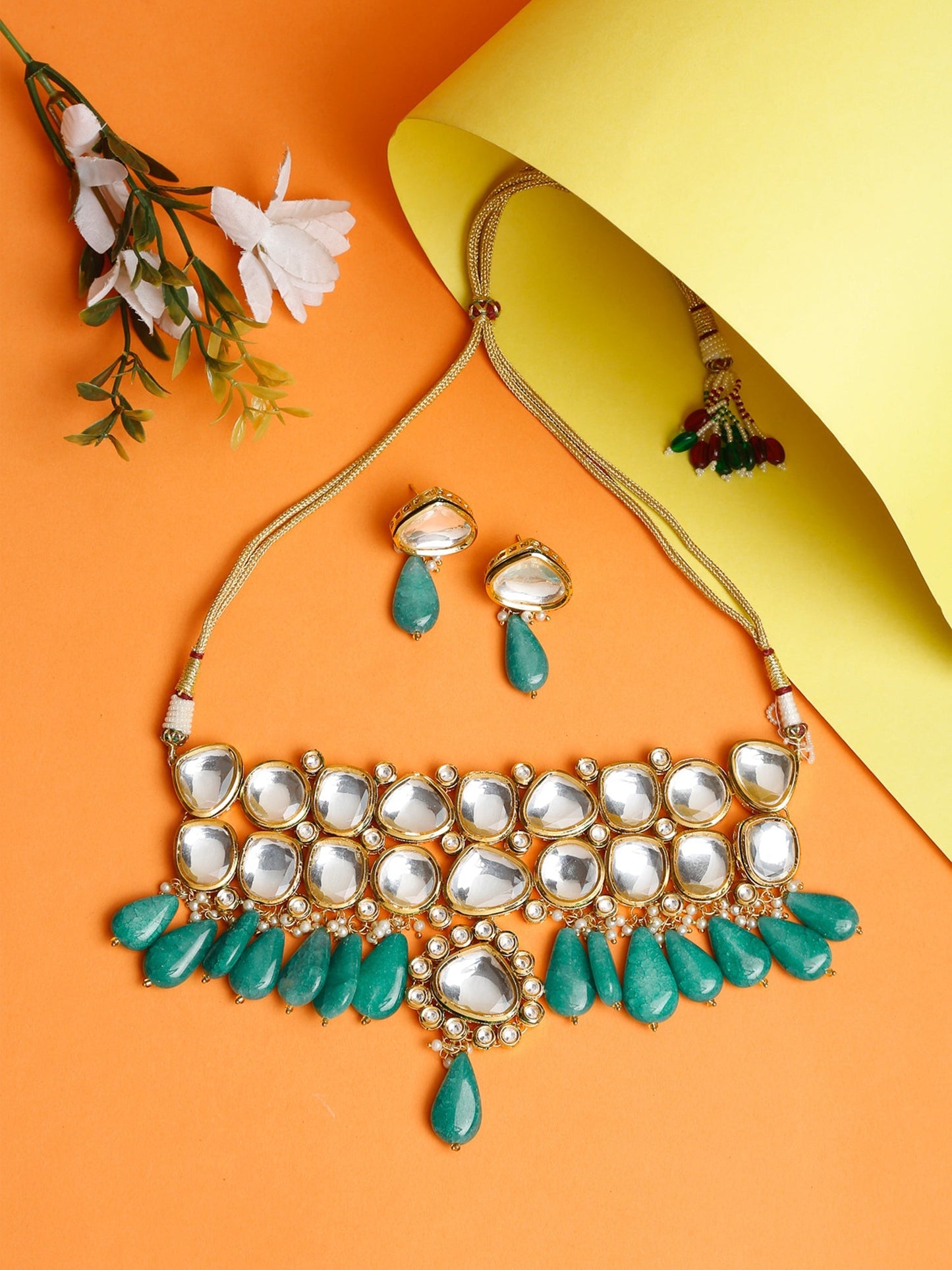 Kundan Choker With Studs - Ruby Raang | Swadesiicart