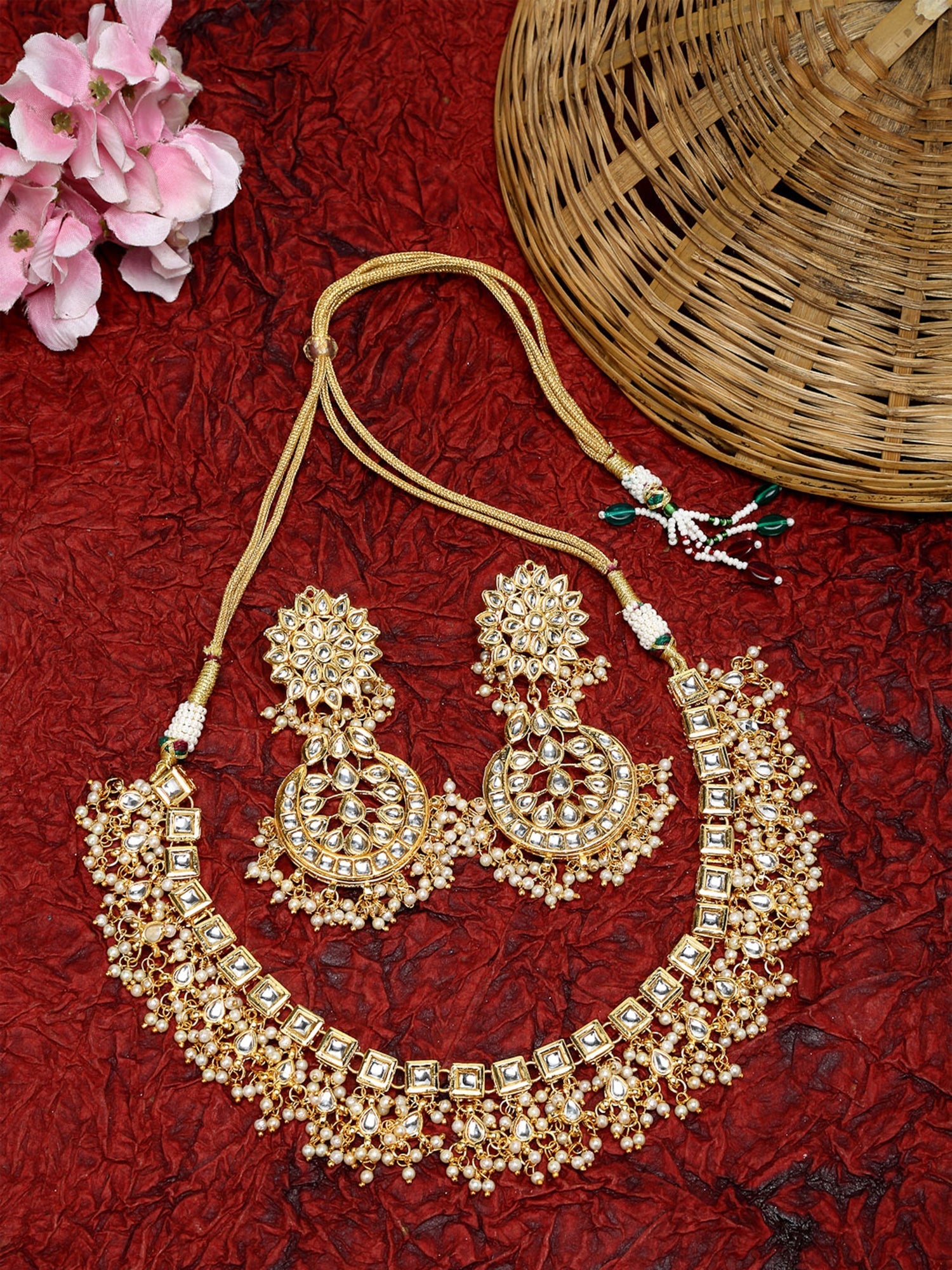 Stone Kundan Choker With Studs - Ruby Raang | Swadesiicart