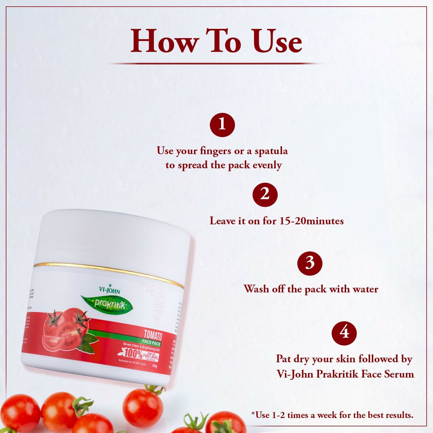 VI-JOHN Prakritik Tomato Face Pack Removes Tanning & Dead Cells Made With 100% Natural Bio Actives | Swadesiicart