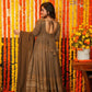 Jyoti Fashion Women's Brown Faux Georgette Zari Embroidery with Sequence Anarkali Dress with Dupatta | Swadesiicart