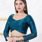 Joban Fashion Cobalt-Blue Gajji Silk Elbow Sleeveless Back Open Blouse - Swadesiicart