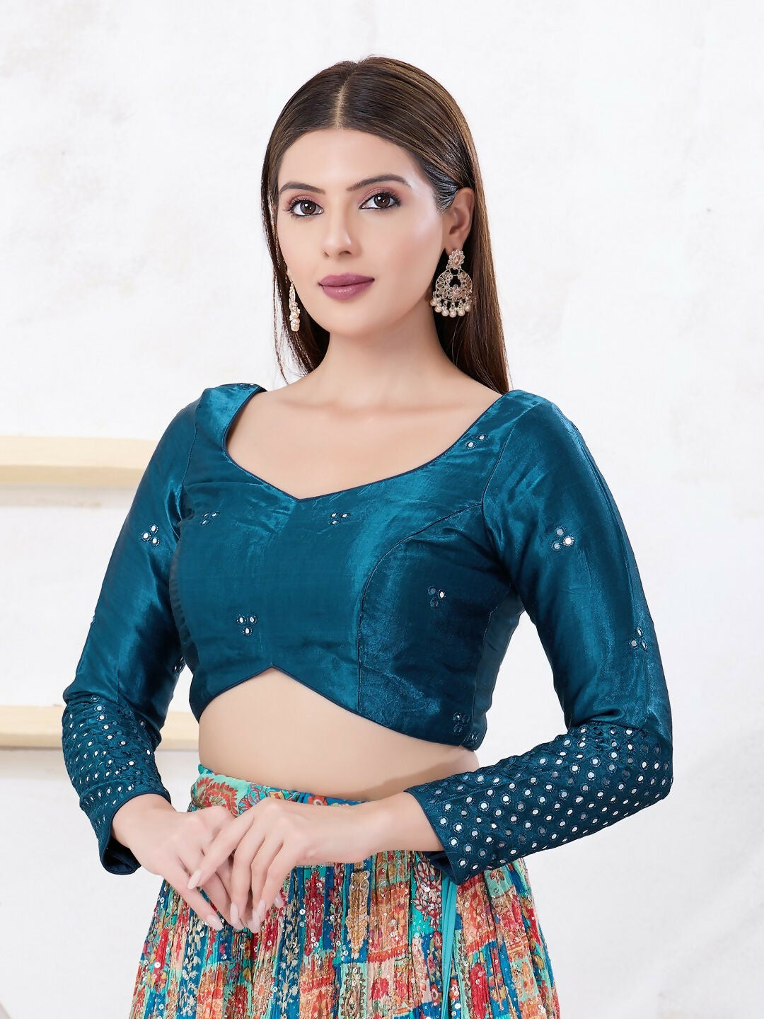 Joban Fashion Cobalt-Blue Gajji Silk Elbow Sleeveless Back Open Blouse - Swadesiicart