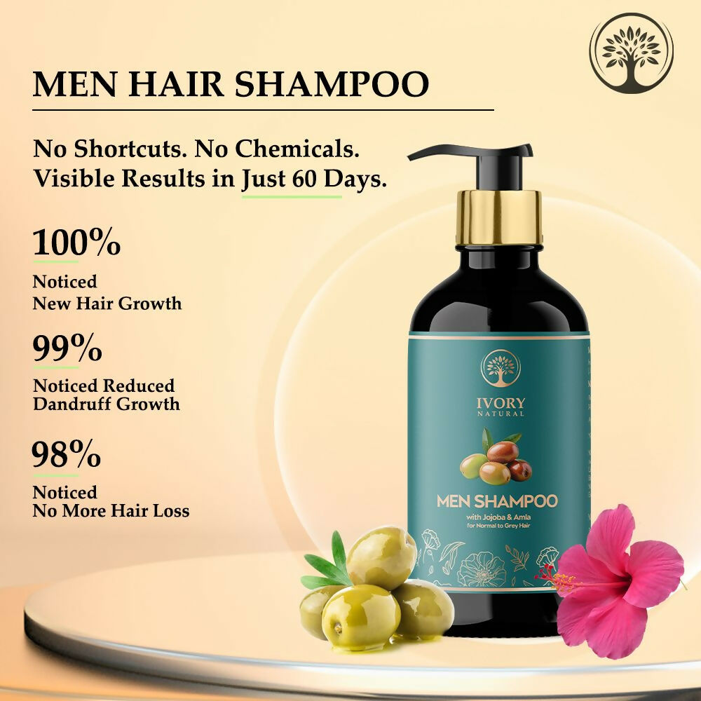 Ivory Natural Men Shampoo For Deep Cleansing, Scalp Wellness, Hair Shine & Dandruff Control | Swadesiicart