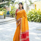 Vishnu Weaves Women's Mustard Raw Silk Zari Woven Saree with Blouse - Swadesiicart