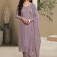 Anaita Purple Heavy Natural Crepe Stitched Suit with Embroidery & Zarkhan Work