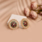 Peacock Green and Pink Stud Earring Tops for Womens by House of Ree | Swadesiicart