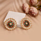 Peacock Maroon and Green Stud Earring Tops for Womens by House of Ree | Swadesiicart