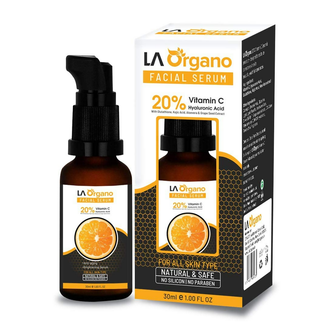 LA Organo Papaya Hydrating Face Gel with Alovera,Vit-E & Vitamin C Serum Combo | Swadesiicart