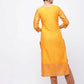Aniyah Cotton Block Printed Yellow Straight Kurta (AN-137K) - Swadesiicart
