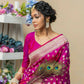Vishnu Weaves Women's Wine Banarasi Silk Zari Woven Saree with Unstitched Blouse - Swadesiicart