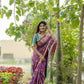 Vishnu Weaves Women's Wine Banarasi Silk Saree with Blouse - Swadesiicart