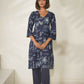 Miravan Women's Abstract Printed Cotton Blue Co-Ord Set - Swadesiicart