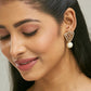 Nuyug 22K Gold-Plated Elegant Zircon Stone Studded & Pearls Drop Stud Earrings | Swadesiicart