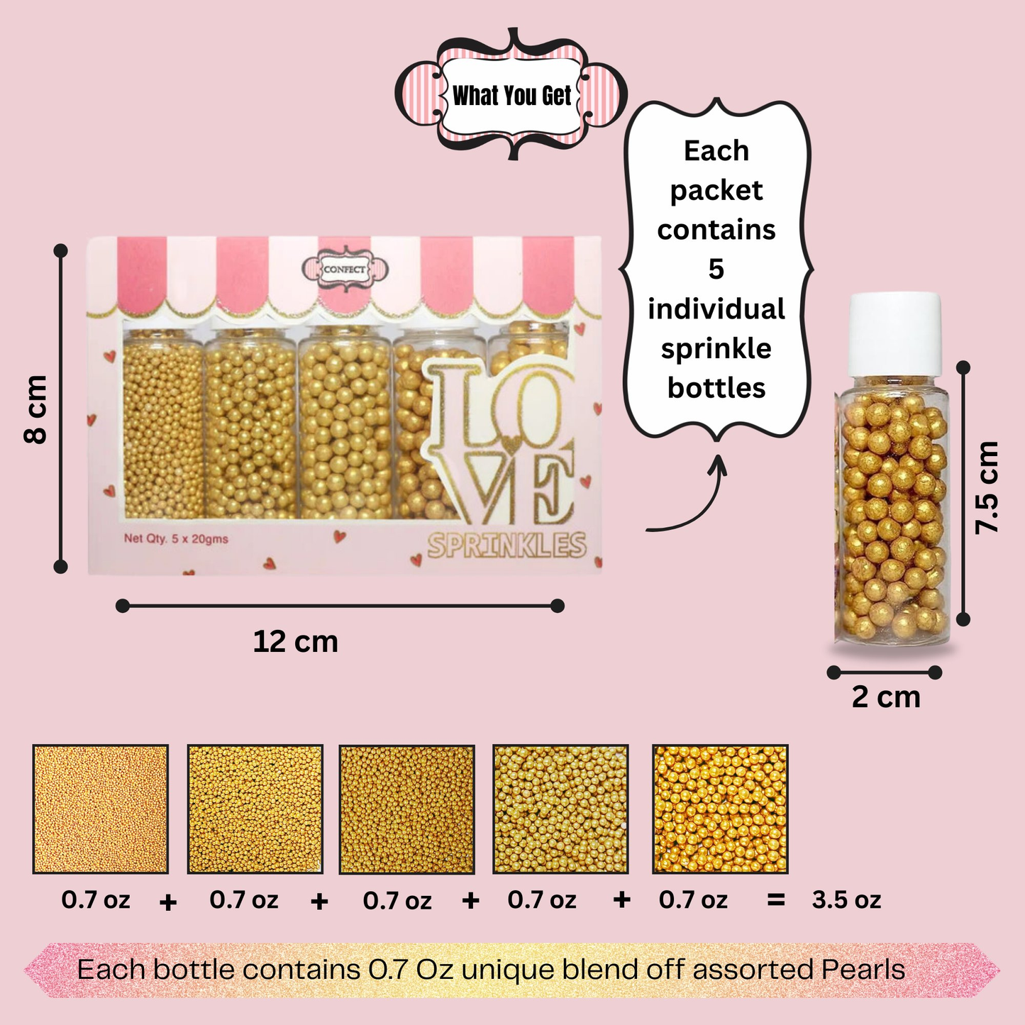 Confect All That Glitters Gold Disco Balls Assorted Sprinkles (DB-12)