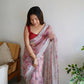 Vamsee Ferry Baby Pink Organza Saree - Swadesiicart