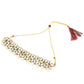 Mominos Fashion Johar Kamal Gold-Polished Rani Haar with White and Off white Pearls Jewellery Set - Swadesiicart