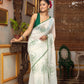 Very Much Indian Mastaani - Pure Mul Cotton Handloom Saree with Beautiful Rose Prints - Green | Swadesiicart
