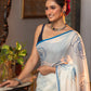 Very Much Indian Mastaani - Pure Mul Cotton Handloom Saree with Beautiful Rose Prints - Blue | Swadesiicart