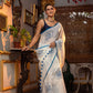 Very Much Indian Mastaani - Pure Mul Cotton Handloom Saree with Beautiful Rose Prints - Blue | Swadesiicart