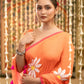 Very Much Indian Mastaani - Pure Mul Cotton Handloom Saree with Beautiful Floral Handpaint - Orange | Swadesiicart
