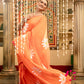 Very Much Indian Mastaani - Pure Mul Cotton Handloom Saree with Beautiful Floral Handpaint - Orange | Swadesiicart
