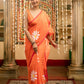 Very Much Indian Mastaani - Pure Mul Cotton Handloom Saree with Beautiful Floral Handpaint - Orange | Swadesiicart