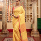 Very Much Indian Mastaani - Pure Mul Jamdhani Cotton Handloom Saree with Beautiful Heart Weaves - Yellow | Swadesiicart