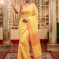 Very Much Indian Mastaani - Pure Mul Jamdhani Cotton Handloom Saree with Beautiful Heart Weaves - Yellow | Swadesiicart