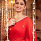 Very Much Indian Mastaani - Pure Mul Jamdhani Cotton Handloom Saree with Beautiful Diamond Weaves - Red | Swadesiicart