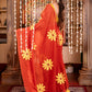Very Much Indian Mastaani - Pure Mul Cotton Handloom Saree with Beautiful Floral Handpaint - Red | Swadesiicart