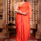 Very Much Indian Mastaani - Pure Mul Cotton Handloom Saree - Saphire Orange | Swadesiicart