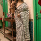 Very Much Indian Mastaani - Pure Mul Cotton Handloom Saree with Beautiful Leafy Weaves - White | Swadesiicart
