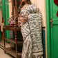 Very Much Indian Mastaani - Pure Mul Cotton Handloom Saree with Beautiful Leafy Weaves - White | Swadesiicart
